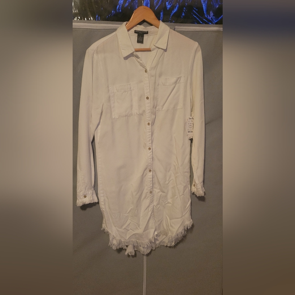 White Button-Up Shirt Dress